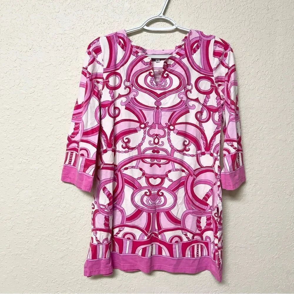 Barbara Gerwit Womens Pullover Tunic Top Pink Size L